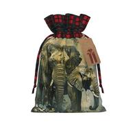VPPUR Nature Elephants Printing Eco-Friendly Xmas Drawstring Versatile Gift Bags Christmas Birthday Wrapping Needs
