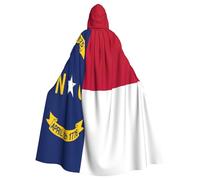 VPPUR North Carolina State Flag Print Full Length Hooded Unisex Cloak For Halloween Cosplay And Medieval Festivals