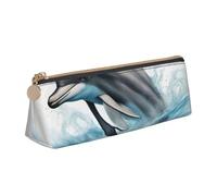 VPPUR Ocean Dolphin Looking at You Print Daily Small Pencil Case Triangle Pouch with Zippered Pen Holder for Writing Tools, White, One Size