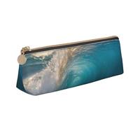 VPPUR Ocean Sea Wave Print Daily Small Pencil Case Triangle Pouch with Zippered Pen Holder for Writing Tools, White, One Size