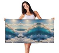VPPUR Ocean Sea Wave Print Poolside Relaxation Beach Towel Lightweight Quick Dry for Summer Vacations Towel
