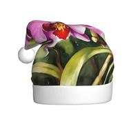 VPPUR Orchid Print Santa Hat Adult For Holiday New Year Celebrations Xmas Cap Seasonal Decor Party