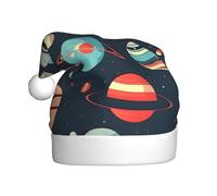 VPPUR Outer Space Planet Print Santa Hat Adult For Holiday New Year Celebrations Xmas Cap Seasonal Decor Party