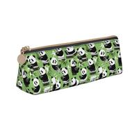 VPPUR Panda bamboo Print Daily Small Pencil Case Triangle Pouch with Zippered Pen Holder for Writing Tools, White, One Size