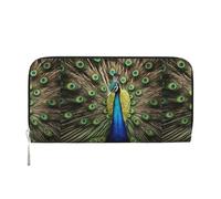 VPPUR peacock feather Print Hand Wallet Crafted Lady Wallet for Women Wallet Clutch for Travel Casual Trendy, Black, One Size, Art, Black, One Size, Art