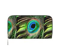 VPPUR Peacock Feather Print Hand Wallet Crafted Lady Wallet for Women Wallet Clutch for Travel Casual Trendy, Black, One Size, Art