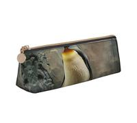 VPPUR Penguin Print Daily Small Pencil Case Triangle Pouch with Zippered Pen Holder for Writing Tools, White, One Size