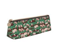 VPPUR Pigs in Farm Print Daily Small Pencil Case Triangle Pouch with Zippered Pen Holder for Writing Tools, White, One Size