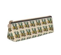 VPPUR Pineapple Print Daily Small Pencil Case Triangle Pouch with Zippered Pen Holder for Writing Tools, White, One Size