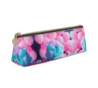 VPPUR Pink Cotton Candy Print Daily Small Pencil Case Triangle Pouch with Zippered Pen Holder for Writing Tools, White, One Size