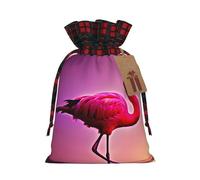 VPPUR Pink Flamingo Pattern Printing Eco-Friendly Xmas Drawstring Versatile Gift Bags Christmas Birthday Wrapping Needs