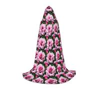 VPPUR Pink Rose Blossom Print Unisex Hooded Stylish Cloak Variety Robe Carnival For Halloween Cosplay Christmas