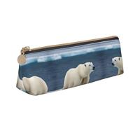 VPPUR polar bear Print Daily Small Pencil Case Triangle Pouch with Zippered Pen Holder for Writing Tools, White, One Size