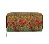 VPPUR poppy flowers Print Hand Wallet Crafted Lady Wallet for Women Wallet Clutch for Travel Casual Trendy, Black, One Size, Art