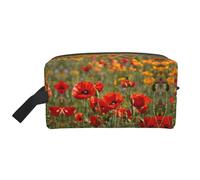 VPPUR poppy flowers Print Large Capacity Zippered Storage Bag Travel Cosmetic Organizer for Toiletries Makeup, White, One Size