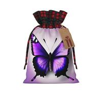 VPPUR Purple Butterfly Print Printing Eco-Friendly Xmas Drawstring Versatile Gift Bags Christmas Birthday Wrapping Needs