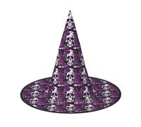 VPPUR Purple Rose Skeleton Print Halloween Witch Hat Unisex Carnival Costume Accessory Cap Parties Themed Events