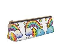 VPPUR Rainbow Clouds Raindrop 1 Print Daily Small Pencil Case Triangle Pouch with Zippered Pen Holder for Writing Tools, White, One Size