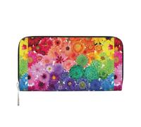 VPPUR Rainbow Flowers Print Hand Wallet Crafted Lady Wallet for Women Wallet Clutch for Travel Casual Trendy, Black, One Size, Art, Black, One Size, Art