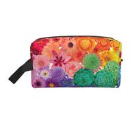 VPPUR Rainbow Flowers Print Large Capacity Zippered Storage Bag Travel Cosmetic Organizer for Toiletries Makeup, White, One Size