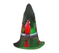 VPPUR Red Cute Birds Print Unisex Hooded Stylish Cloak Variety Robe Carnival For Halloween Cosplay Christmas