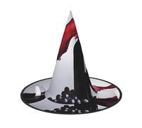 VPPUR Red Wine Print Halloween Witch Hat Unisex Carnival Costume Accessory Cap Parties Themed Events