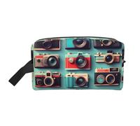VPPUR Retro Cool Camera Collection Print Large Capacity Zippered Storage Bag Travel Cosmetic Organizer for Toiletries Makeup, White, One Size