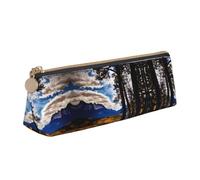 VPPUR Rocky Mountain Range Print Daily Small Pencil Case Triangle Pouch with Zippered Pen Holder for Writing Tools, White, One Size