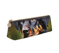 VPPUR rottweiler pattern Print Daily Small Pencil Case Triangle Pouch with Zippered Pen Holder for Writing Tools, White, One Size