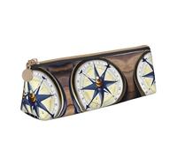 VPPUR Sail Boat Nautical Compass Print Daily Small Pencil Case Triangle Pouch with Zippered Pen Holder for Writing Tools, White, One Size