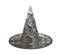 VPPUR Silver Fish Scale Print Halloween Witch Hat Unisex Carnival Costume Accessory Cap Parties Themed Events