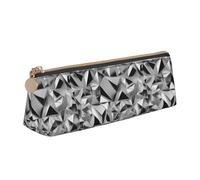 VPPUR Silver Geometric Figure Print Daily Small Pencil Case Triangle Pouch with Zippered Pen Holder for Writing Tools, White, One Size