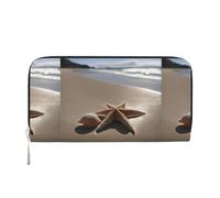 VPPUR Starfish Seashell Sandy Beach Print Hand Wallet Crafted Lady Wallet for Women Wallet Clutch for Travel Casual Trendy, Black, One Size, Art, Black, One Size, Art