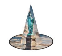 VPPUR Statue Of Liberty In Nyc Print Halloween Witch Hat Unisex Carnival Costume Accessory Cap Parties Themed Events