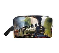 VPPUR Steam Little Train Print Large Capacity Zippered Storage Bag Travel Cosmetic Organizer for Toiletries Makeup, White, One Size