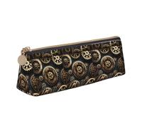VPPUR Steampunk Gears Print Daily Small Pencil Case Triangle Pouch with Zippered Pen Holder for Writing Tools, White, One Size