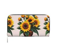 VPPUR Sunflower and Rose Print Hand Wallet Crafted Lady Wallet for Women Wallet Clutch for Travel Casual Trendy, Black, One Size, Art