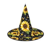 VPPUR Sunflower Bees Print Halloween Witch Hat Unisex Carnival Costume Accessory Cap Parties Themed Events