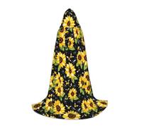 VPPUR Sunflower Bees Print Unisex Hooded Stylish Cloak Variety Robe Carnival For Halloween Cosplay Christmas