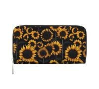 VPPUR Sunflower Blooming Flowers Plants Print Hand Wallet Crafted Lady Wallet for Women Wallet Clutch for Travel Casual Trendy, Black, One Size, Art, Black, One Size, Art