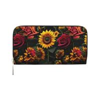 VPPUR Sunflower Rose Print Hand Wallet Crafted Lady Wallet for Women Wallet Clutch for Travel Casual Trendy, Black, One Size, Art, Black, One Size, Art
