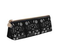 VPPUR Supernatural Symbols Black Print Daily Small Pencil Case Triangle Pouch with Zippered Pen Holder for Writing Tools, White, One Size