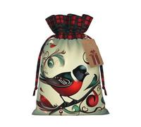 VPPUR Teal Birds Musical Note Printing Eco-Friendly Xmas Drawstring Versatile Gift Bags Christmas Birthday Wrapping Needs