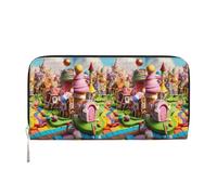 VPPUR The land of candy Print Hand Wallet Crafted Lady Wallet for Women Wallet Clutch for Travel Casual Trendy, Black, One Size, Art, Black, One Size, Art
