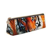 VPPUR Tiger Stripes Orange Pattern Print Daily Small Pencil Case Triangle Pouch with Zippered Pen Holder for Writing Tools, White, One Size