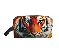 VPPUR Tiger Stripes Orange Pattern Print Large Capacity Zippered Storage Bag Travel Cosmetic Organizer for Toiletries Makeup, White, One Size
