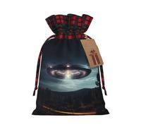 VPPUR Ufo At Night Printing Eco-Friendly Xmas Drawstring Versatile Gift Bags Christmas Birthday Wrapping Needs