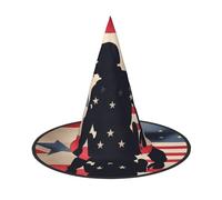 VPPUR Us Military Soldiers Patriotic Memorial Day Print Halloween Witch Hat Unisex Carnival Costume Accessory Cap Parties Themed Events