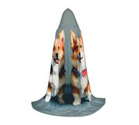 VPPUR Wearing Clothes Cute Corgi Dogs Print Unisex Hooded Stylish Cloak Variety Robe Carnival For Halloween Cosplay Christmas