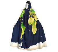 VPPUR World Map Print Unisex Adult Hooded Cloak Costume Halloween Christmas Carnival Theme Parties